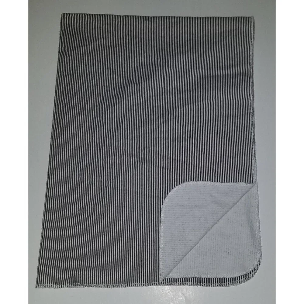 Carter's Gray White Striped Receiving Blanket Lovey Security Flannel 100% Cotton